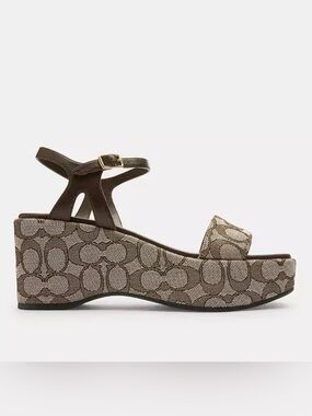 Coach Gale Wedge Sandal In Signature Jacquard 129 CHF NWOB